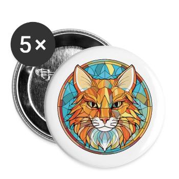Somali Cat Breed coloré aquarelle Illustration - Lot de 5 grands badges (56 mm) - blanc - Devant