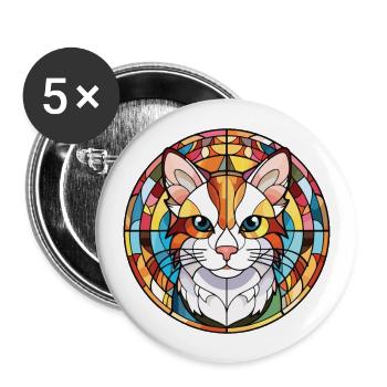 Illustration à l’aquarelle colorée de chat Van turc - Lot de 5 grands badges (56 mm) - blanc - Devant