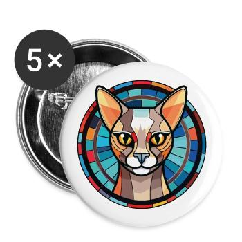 Burmilla chat aquarelle colorée Illustration pour animaux de compagnie - Lot de 5 grands badges (56 mm) - blanc - Devant