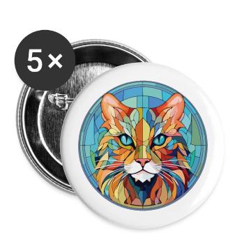 Laperm Cat Breed Illustration aquarelle colorée - Lot de 5 grands badges (56 mm) - blanc - Devant