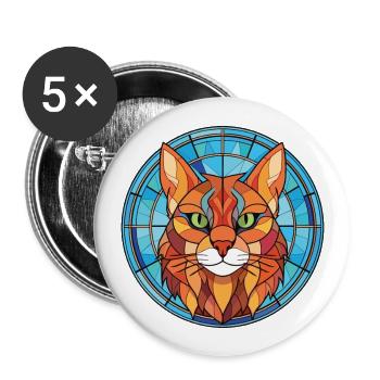 Somali Cat Breed coloré aquarelle Illustration - Lot de 5 grands badges (56 mm) - blanc - Devant