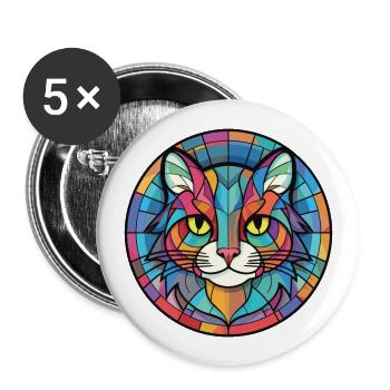 Manx Cat Breed coloré aquarelle Illustration - Lot de 5 grands badges (56 mm) - blanc - Devant