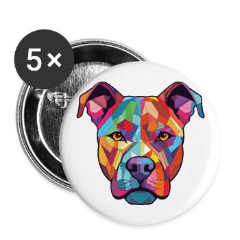 American Pitbull Terrier Dog Breed Watercolor - Buttons large 2.2''/56 mm (5-pack) - white - Front