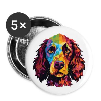 Amerikanischer Wasserspaniel Hunderasse Aquarellglas - Buttons groß 56 mm (5er Pack) - Weiß - Vorne