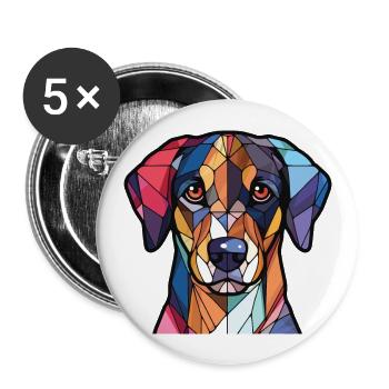 Ariegeois race chien aquarelle verre illustration - Lot de 5 grands badges (56 mm) - blanc - Devant
