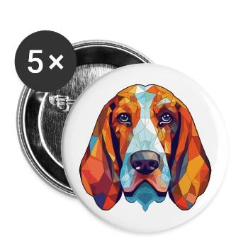 Basset Artesien Normand Dog Breed Watercolor Glass - Buttons large 2.2''/56 mm (5-pack) - white - Front