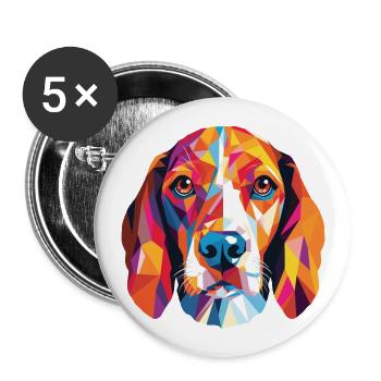 Beagle Harrier Dufthund Hunderasse Aquarell - Buttons groß 56 mm (5er Pack) - Weiß - Vorne
