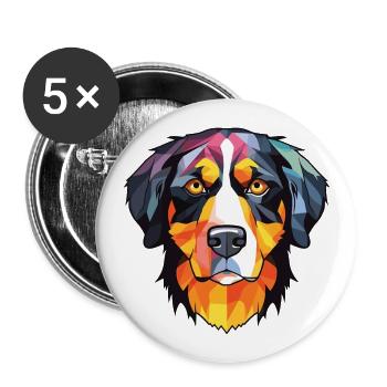 Appenzeller Sennenhund Hunderasse Aquarellglas - Buttons groß 56 mm (5er Pack) - Weiß - Vorne