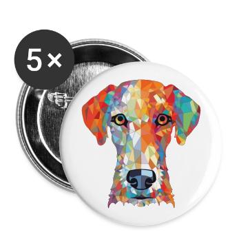 Bedlington Terrier chien race aquarelle colorée - Lot de 5 grands badges (56 mm) - blanc - Devant