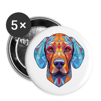Armenische Gampr-Hunderasse Aquarell-Illustration - Buttons groß 56 mm (5er Pack) - Weiß - Vorne