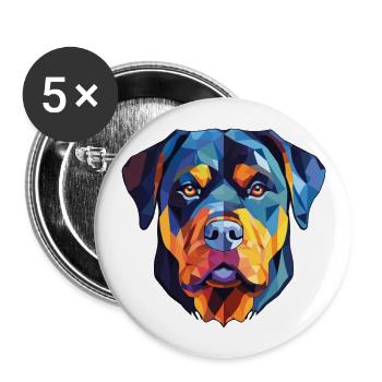 Rottweiler chien race aquarelle verre Illustration - Lot de 5 grands badges (56 mm) - blanc - Devant
