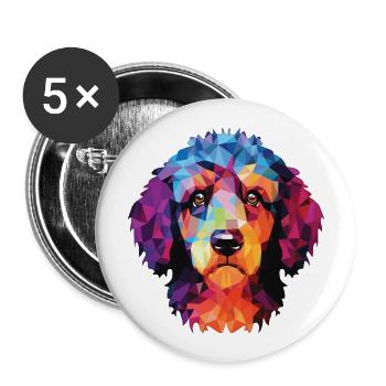 Barbet Dog Breed Colorful Watercolor Illustration - Buttons large 2.2''/56 mm (5-pack) - white - Front