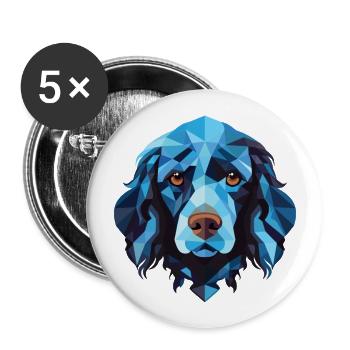 Blaue Picardie Spaniel Hunderasse buntes Aquarell - Buttons groß 56 mm (5er Pack) - Weiß - Vorne