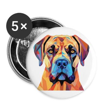 Boerboel Hunderasse Aquarell Glas Illustration - Buttons groß 56 mm (5er Pack) - Weiß - Vorne