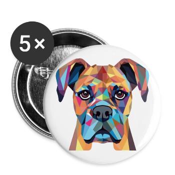 Boxer-Hundsrasse bunte Aquarell-Illustration - Buttons groß 56 mm (5er Pack) - Weiß - Vorne