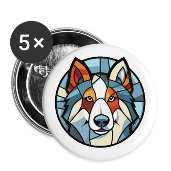 Illustration à l’aquarelle de race de chien esquimau canadien - Lot de 5 grands badges (56 mm) - blanc - Devant