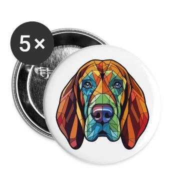 Bloodhound chien race aquarelle verre Illustration - Lot de 5 grands badges (56 mm) - blanc - Devant