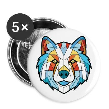 Illustration à l’aquarelle de race de chien esquimau canadien - Lot de 5 grands badges (56 mm) - blanc - Devant