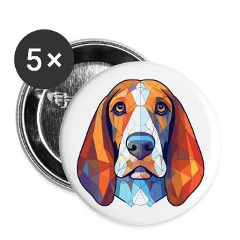 Bleu Gascogne Basset chien race aquarelle colorée - Lot de 5 grands badges (56 mm) - blanc - Devant