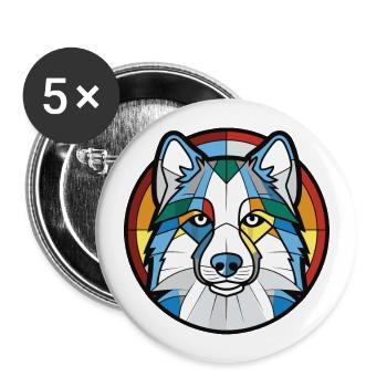 Illustration à l’aquarelle de race de chien esquimau canadien - Lot de 5 grands badges (56 mm) - blanc - Devant