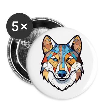 Labrador canadien Husky chien race aquarelle verre - Lot de 5 grands badges (56 mm) - blanc - Devant