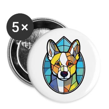 Canaan chien race coloré aquarelle Illustration - Lot de 5 grands badges (56 mm) - blanc - Devant