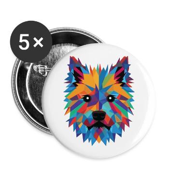 Cairn Terrier Hunderasse Aquarell Illustration - Buttons groß 56 mm (5er Pack) - Weiß - Vorne