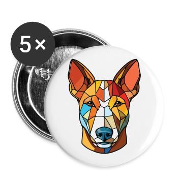 Bull Terrier chien race aquarelle Illustration - Lot de 5 grands badges (56 mm) - blanc - Devant
