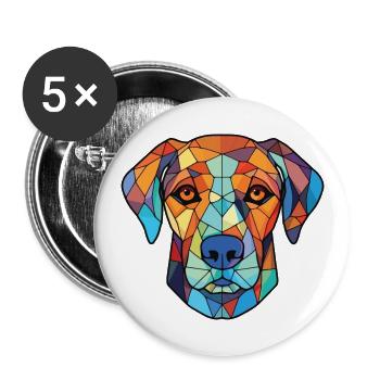 Billy Dog Breed Bunte Aquarell-Illustration - Buttons groß 56 mm (5er Pack) - Weiß - Vorne
