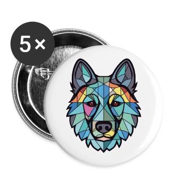Black Norwegian Elkhound Dog Breed Watercolor - Buttons large 2.2''/56 mm (5-pack) - white - Front