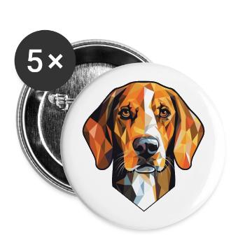 Schwarz und braun Virginia Foxhound Hund Aquarell - Buttons groß 56 mm (5er Pack) - Weiß - Vorne