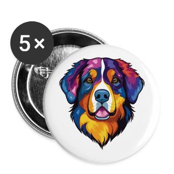 Bernese Mountain Dog Breed Watercolor Illustration - Buttons large 2.2''/56 mm (5-pack) - white - Front