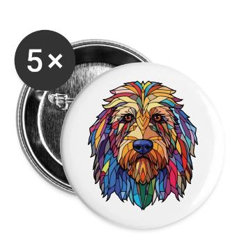 Bergamasco Schäferhund Rasse buntes Aquarell - Buttons groß 56 mm (5er Pack) - Weiß - Vorne