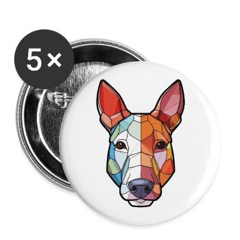 Miniatur Bullterrier Hunderasse Aquarellglas - Buttons groß 56 mm (5er Pack) - Weiß - Vorne