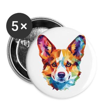 Corgi chien race coloré aquarelle illustration - Lot de 5 grands badges (56 mm) - blanc - Devant