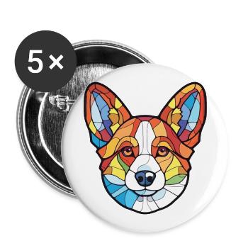 Corgi chien race coloré aquarelle illustration - Lot de 5 grands badges (56 mm) - blanc - Devant