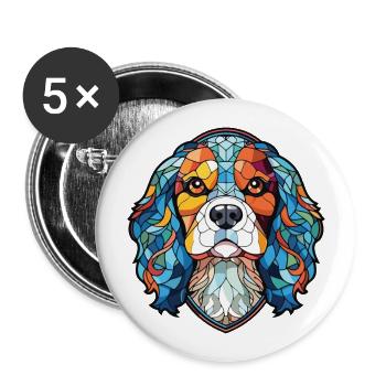 Cavalier King Charles Spaniel chien race aquarelle - Lot de 5 grands badges (56 mm) - blanc - Devant