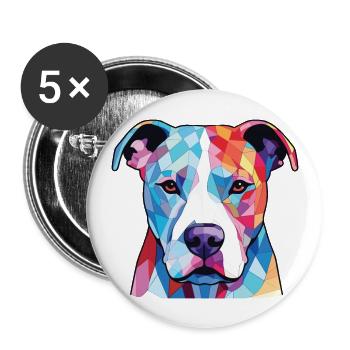 Dogue Argentino chien race aquarelle Illustration - Lot de 5 grands badges (56 mm) - blanc - Devant
