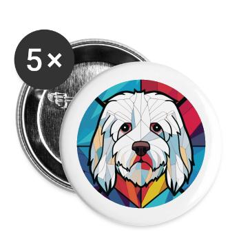 Coton De Tuléar race chien aquarelle illustration - Lot de 5 grands badges (56 mm) - blanc - Devant