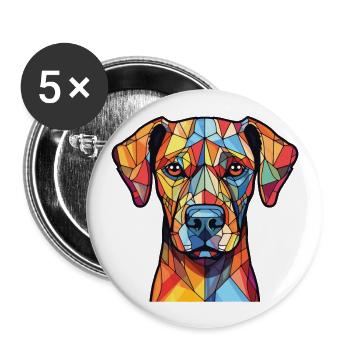 Dunker Dog Rasse Bunte Aquarell-Illustration - Buttons groß 56 mm (5er Pack) - Weiß - Vorne