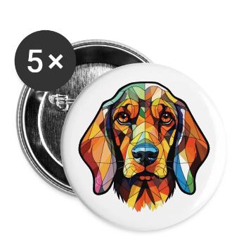 Chien de chasse allemand race Illustration à l’aquarelle - Lot de 5 grands badges (56 mm) - blanc - Devant
