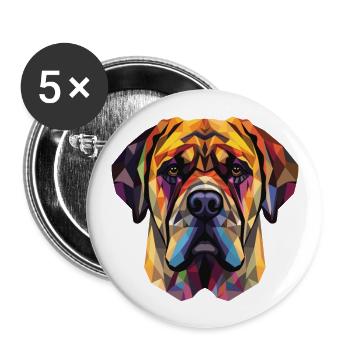 Englische Doggen-Hunderasse Aquarell-Illustration - Buttons groß 56 mm (5er Pack) - Weiß - Vorne