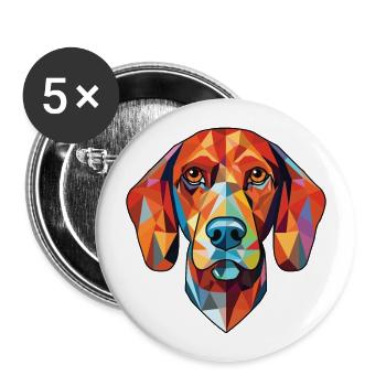 Finnischer Jagdhund Rasse Aquarell Illustration - Buttons groß 56 mm (5er Pack) - Weiß - Vorne