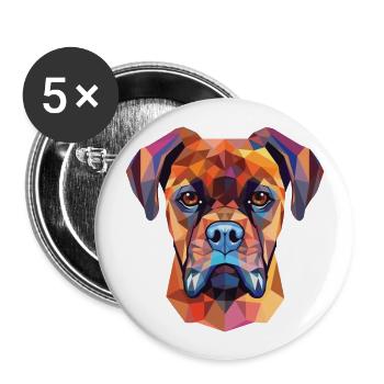 German Boxer Dog Breed Watercolor Illustration - Buttons large 2.2''/56 mm (5-pack) - white - Front