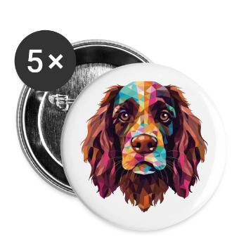 French Spaniel Dog Breed Watercolor Illustration - Buttons large 2.2''/56 mm (5-pack) - white - Front