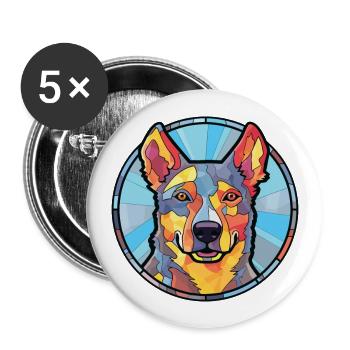 Bouvier australien chien race aquarelle colorée - Lot de 5 grands badges (56 mm) - blanc - Devant