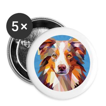 Berger australien chien race coloré aquarelle - Lot de 5 grands badges (56 mm) - blanc - Devant