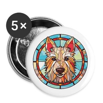 Berger Picard Dog Breed Watercolor Illustration - Buttons large 2.2''/56 mm (5-pack) - white - Front