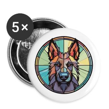Chien de berger belge chien race aquarelle Illustration - Lot de 5 grands badges (56 mm) - blanc - Devant