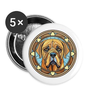 Boerboel Hunderasse Aquarell Glas Illustration - Buttons groß 56 mm (5er Pack) - Weiß - Vorne